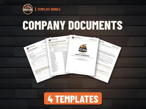 Company Documents roofing template bundle cover: 4 editable Word templates from ROOFERS COFFEE