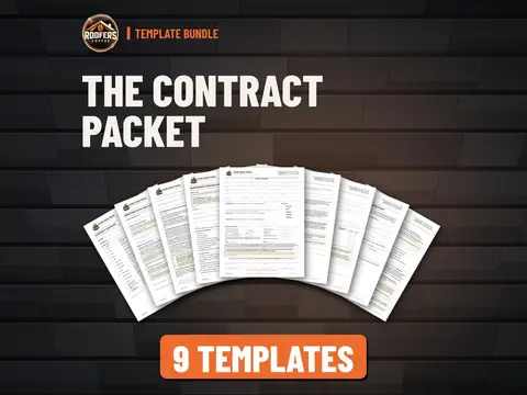 Contract Packet roofing template bundle cover: 9 editable Word templates from ROOFERS COFFEE