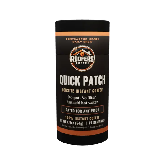 ROOFERS COFFEE Quick Patch instant coffee tube, front view
