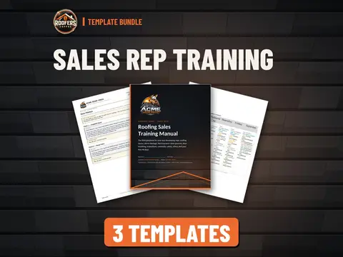 Sales Rep Training roofing template bundle cover: 3 editable Word templates from ROOFERS COFFEE