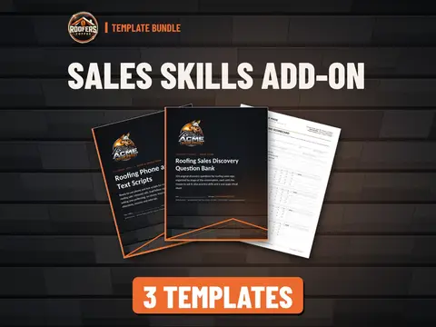 Sales Skills Add-On roofing template bundle cover: 3 editable Word templates from ROOFERS COFFEE